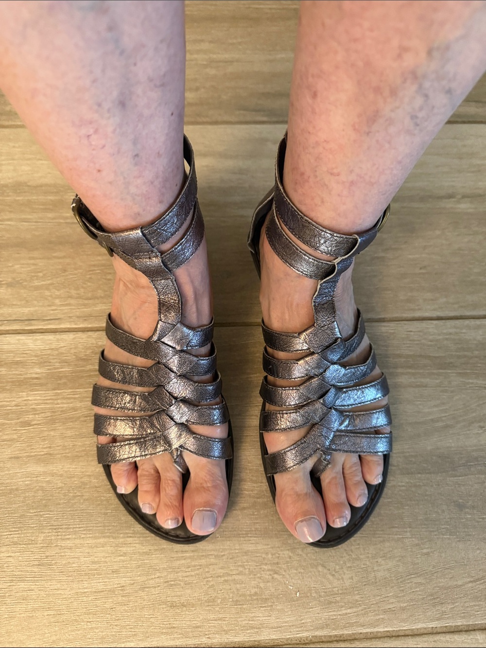 Born - Nikka Metallic Pewter Gladiator Sandals